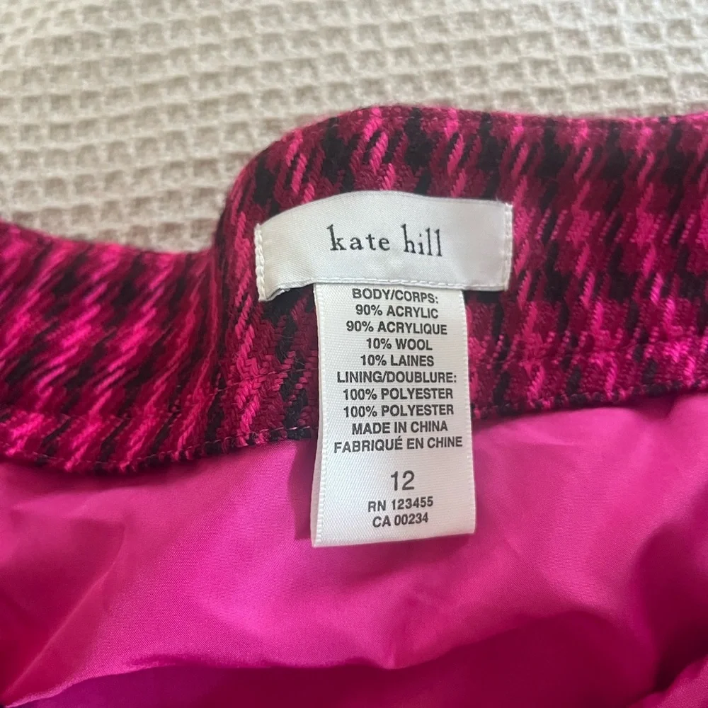 Kate Hill Stylish Pink and Black Houndstooth Skirt